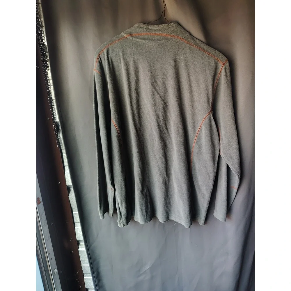 Columbia Mens XXL Gray Quarter Zip Fleece Pullover Orange Stitching Mock Neck
